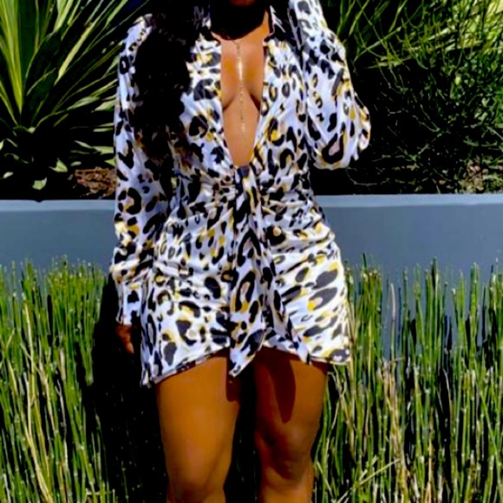 Drape animal print dress